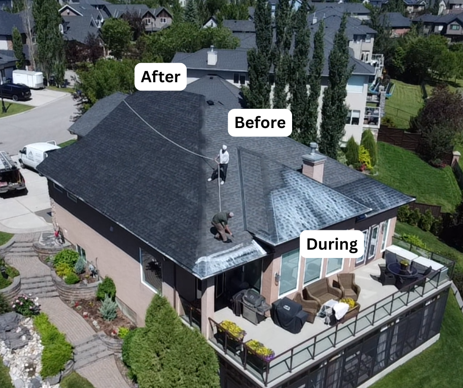 Aerial before, during, and after rejuvenation on a South Shore home